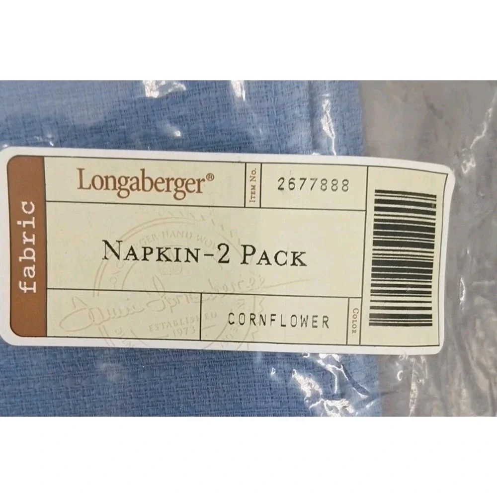 Longeberger Sets New Cornflower Blue Napkins, New In Package Retired 4 Piece